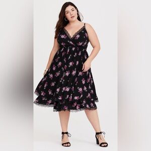Torrid Midi Chalis surplice skater dress 2X